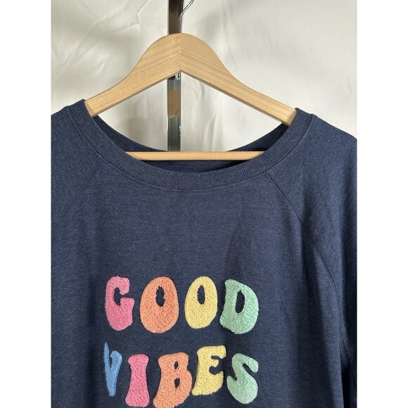Wildfox Women’s “Good Vibes” Oversized Sweater Gray Crew Neck Pullover Size XL - Picture 6 of 10